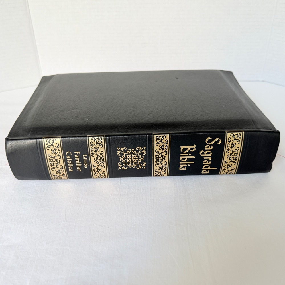 Libros Basicos Sagrada Biblia Spanish Family Bible Black Gold 1974 Good Catholic - Picture 15 of 16
